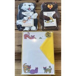 Vintage Richard Fowler Dog & Bear Story Books Cat Letter Writing Set Sealed Lot